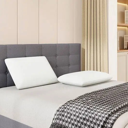 2 Pieces Bamboo Charcoal Memory Foam Pillow for Pain Relief Sleeping - Color:White - Bedding