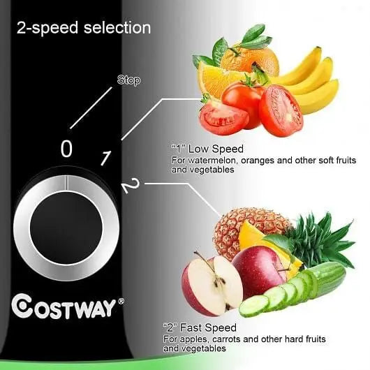 2 Speed Wide Mouth Fruit and Vegetable Centrifugal Electric Juicer.. - Color:Black - Juicers & Coffee Machines
