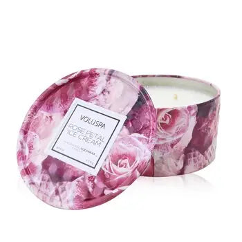 2 Wick Tin Candle - Rose Petal Ice Cream - 170g/6oz - 170g/6oz / 1 - Home Scent