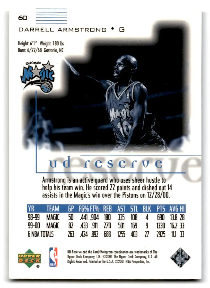 2000-01 UD Reserve #60 Darrell Armstrong - Trading Card