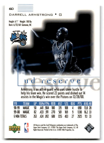 2000-01 UD Reserve #60 Darrell Armstrong - Trading Card