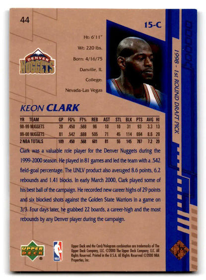 2000-01 Upper Deck #44 Keon Clark - Trading Card