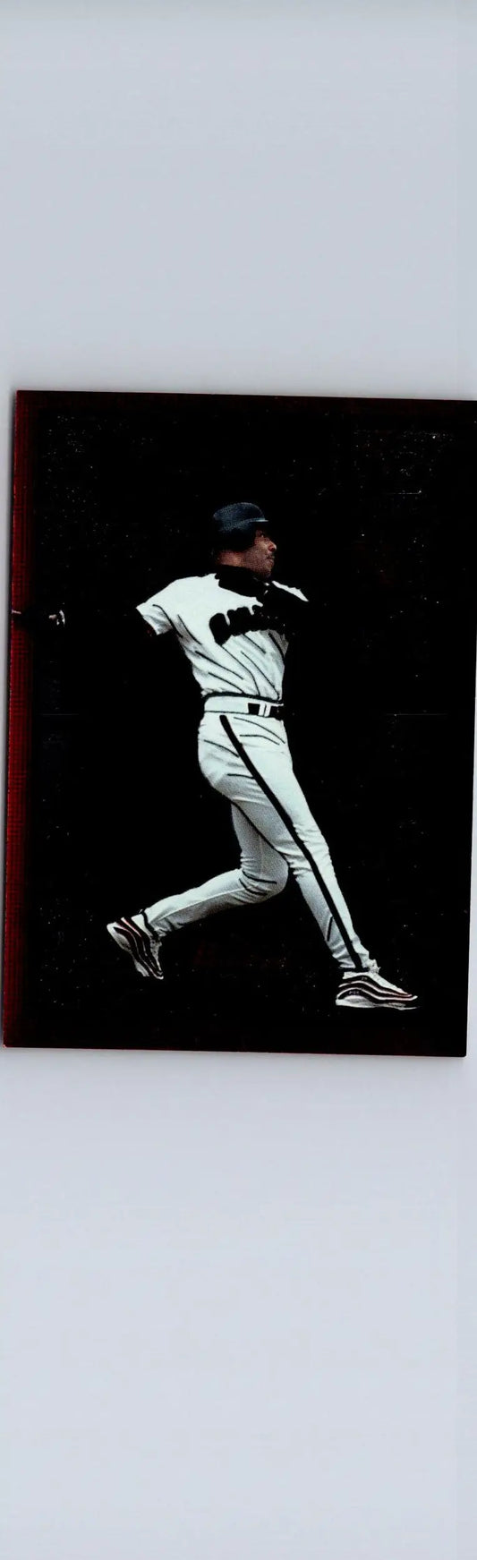 Baseball player in white uniform and black cap swinging during game Barry Bonds MP8 Major Power