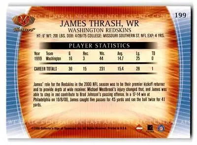 James Thrash football card from 2000 Collector’s Edge Masters trading cards collection