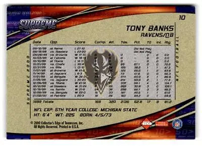Tony Banks football card from 2000 Collector’s Edge Supreme trading cards collection