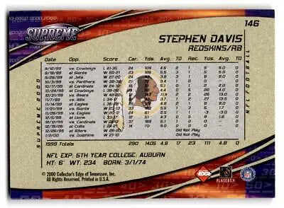 Stephen Davis football card from 2000 Collector’s Edge Supreme trading cards collection