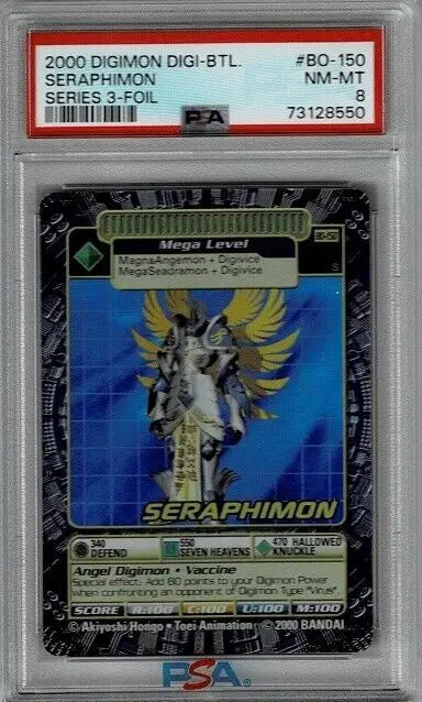 Graded Seraphimon Digimon card from 2000 Digi-Battle Series 3 Foil PSA 8