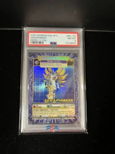 Graded Seraphimon Digimon card from 2000 Digi-Battle Series 3 Foil PSA 8