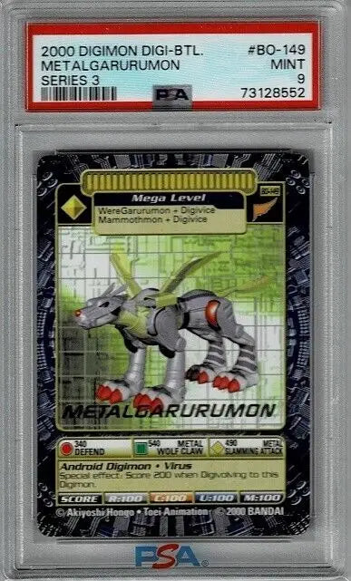 Graded Gold Stamp MetalGarurumon Digimon card from 2000 Digi-Battle Series 3 PSA 9 MINT