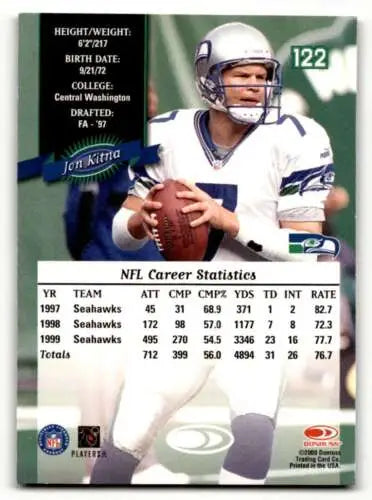 2000 Donruss #122 Jon Kitna Seattle Seahawks Football Card with original gloss finish