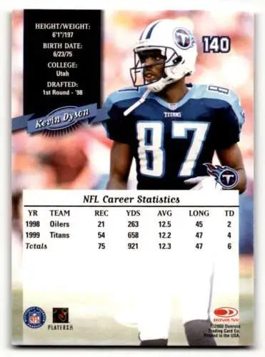 Kevin Dyson Tennessee Titans football card with original gloss from 2000 Donruss