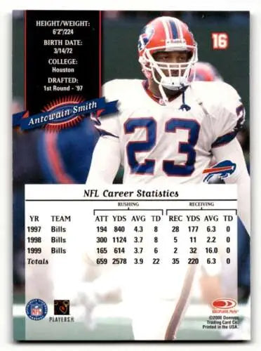 Antowain Smith Buffalo Bills football card 2000 Donruss original gloss EX/NM condition