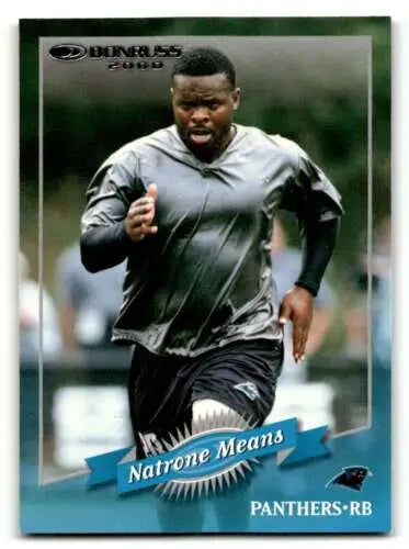 Natrone Means Carolina Panthers football card with original gloss features 2000 Donruss design