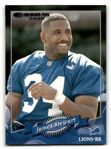 James Stewart Detroit Lions football card from 2000 Donruss in original gloss condition