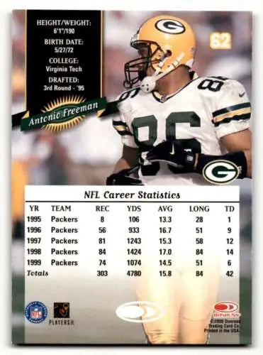 Antonio Freeman Green Bay Packers football card original gloss from 2000 Donruss