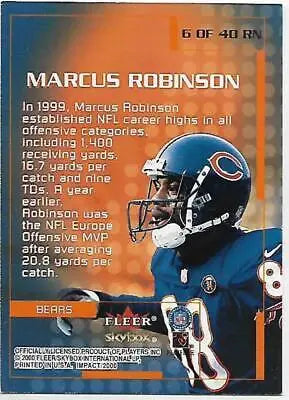 Marcus Robinson football card from 2000 Fleer Impact Rewind featuring original gloss