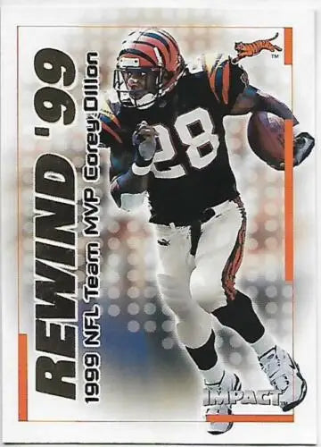 Corey Dillon football card 2000 Fleer Impact Rewind NM original gloss Bengals