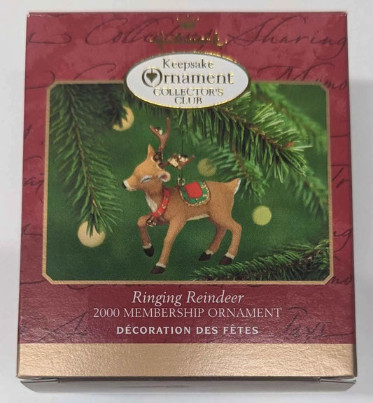 Keepsake ornament box for 2000 Hallmark Keepsake Ornament Ringing Reindeer used