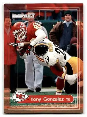Tony Gonzalez trading card from the 2000 Impact series featuring #191 design