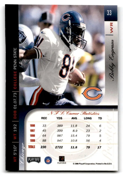 2000 Playoff Prestige #33 Bobby Engram - Trading Card