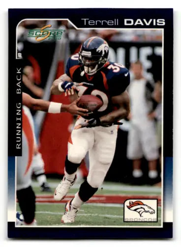 2000 Score Terrell Davis football card in original gloss, Near Mint condition