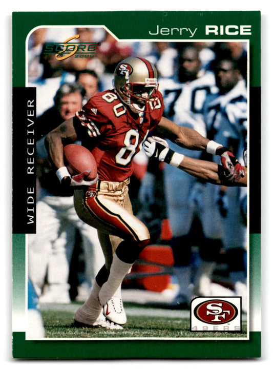Score football Jerry Rice card featuring San Francisco 49ers from 2000 Score Football series