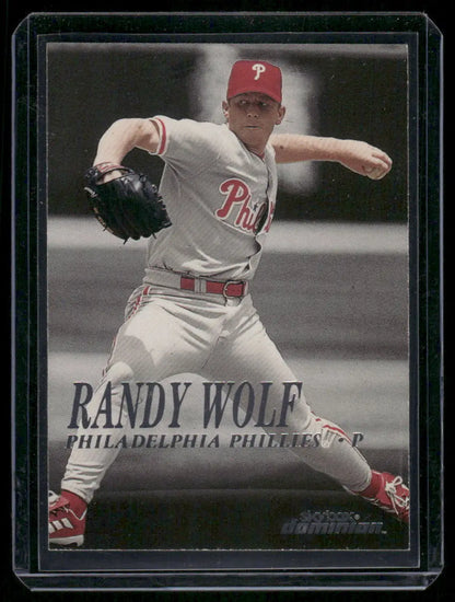 SkyBox Dominion Randy Wolf baseball card in protective sleeve for 2000 SkyBox Dominion collection