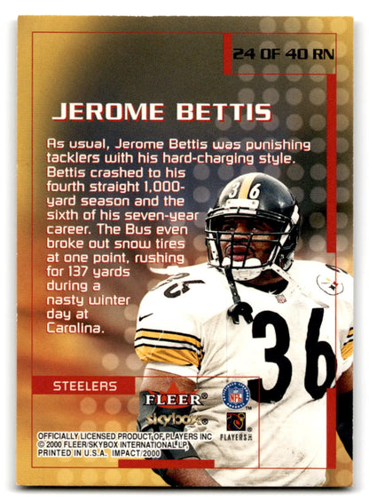 Football impact Jerome Bettis trading card from 2000 Skybox Football Impact series