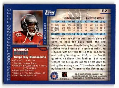 Warrick Dunn Tampa Bay Buccaneers football card with original gloss in excellent condition