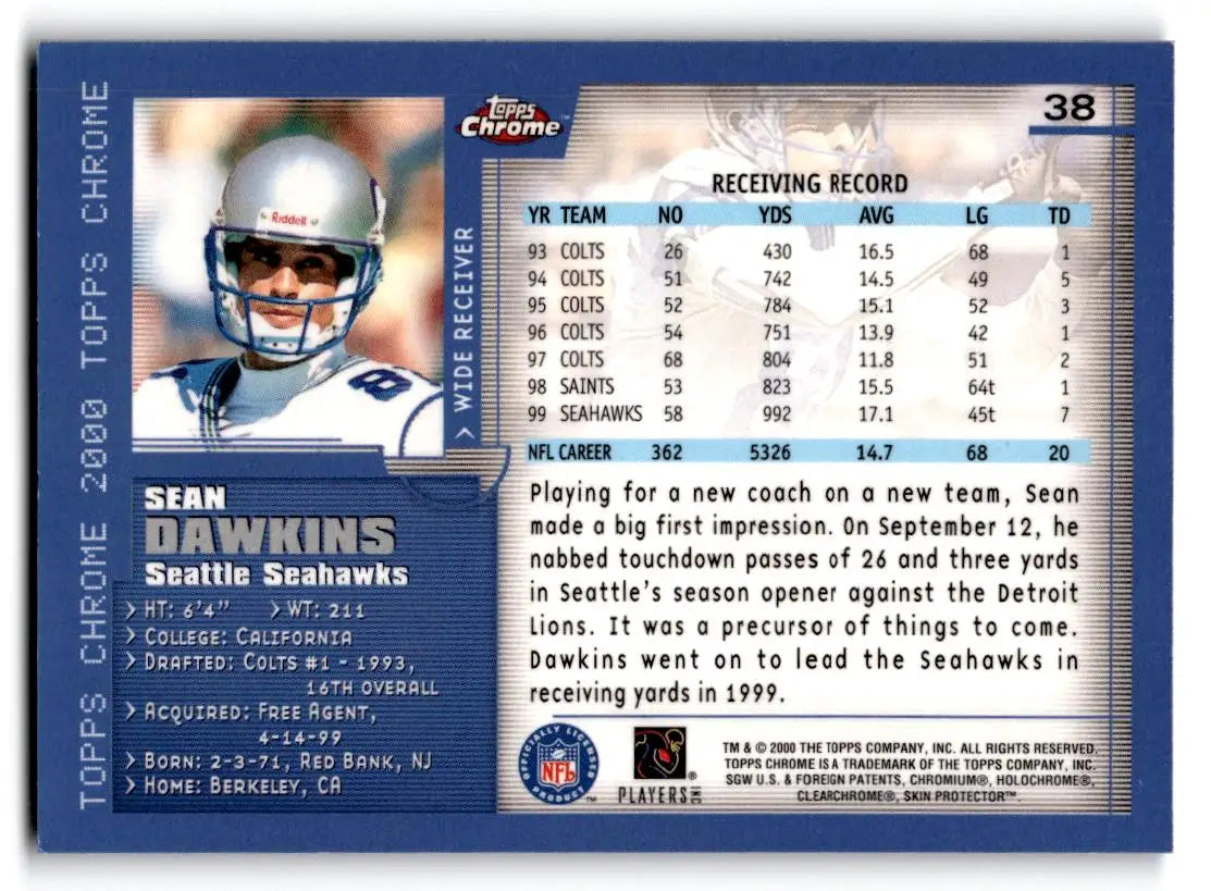 2000 Topps Chrome #38 Sean Dawkins - Trading Cards