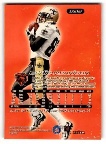 Original gloss Eddie Kennison Chicago Bears football card from 2000 Ultra #109