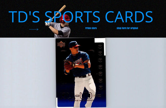 Baseball card featuring Chipper Jones in action from Upper Deck trading cards