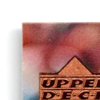 Close-up of a 2000 Upper Deck Football Steve Young trading card with metallic embossed logo