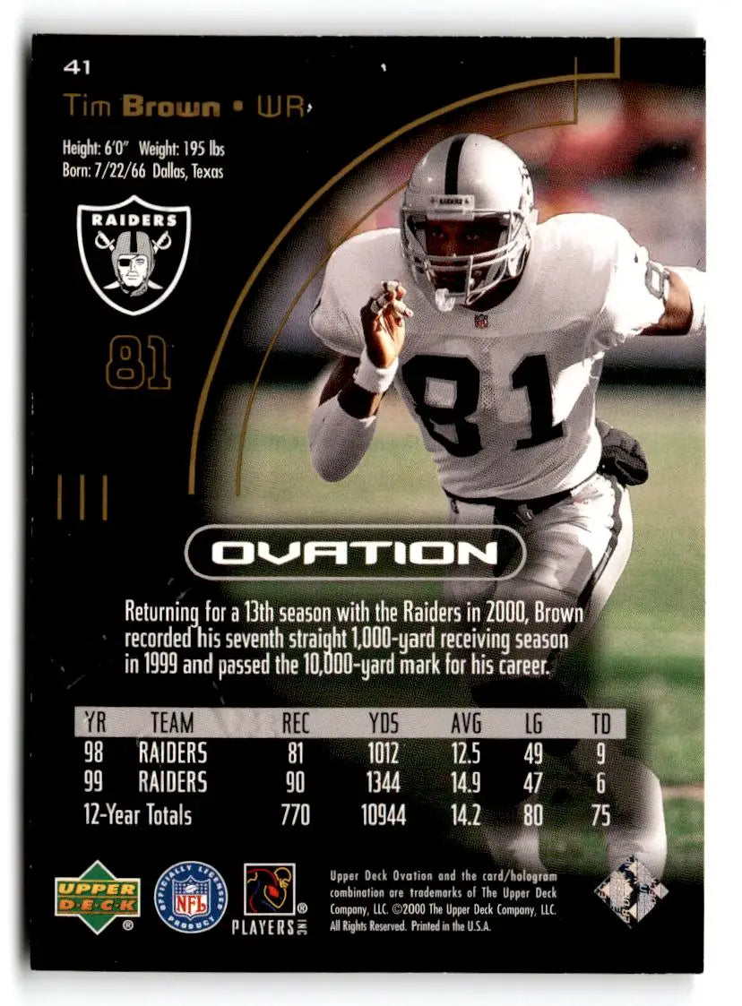 2000 Upper Deck Ovation #41 Tim Brown - Trading Cards