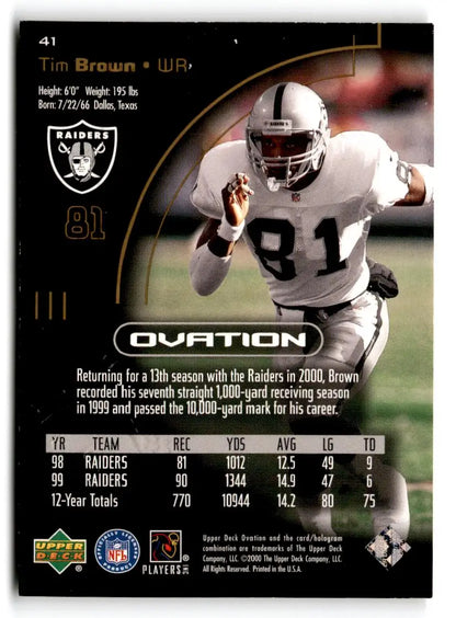 2000 Upper Deck Ovation #41 Tim Brown - Trading Cards