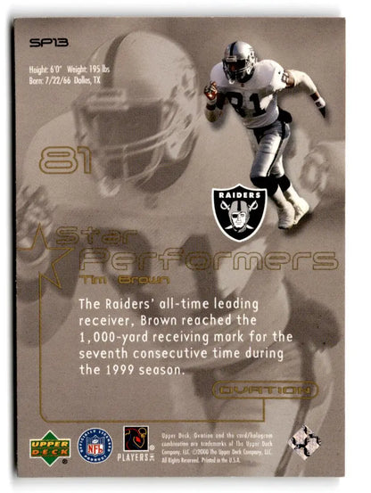 2000 Upper Deck Ovation #SP13 Tim Brown Star Performers - Trading Card