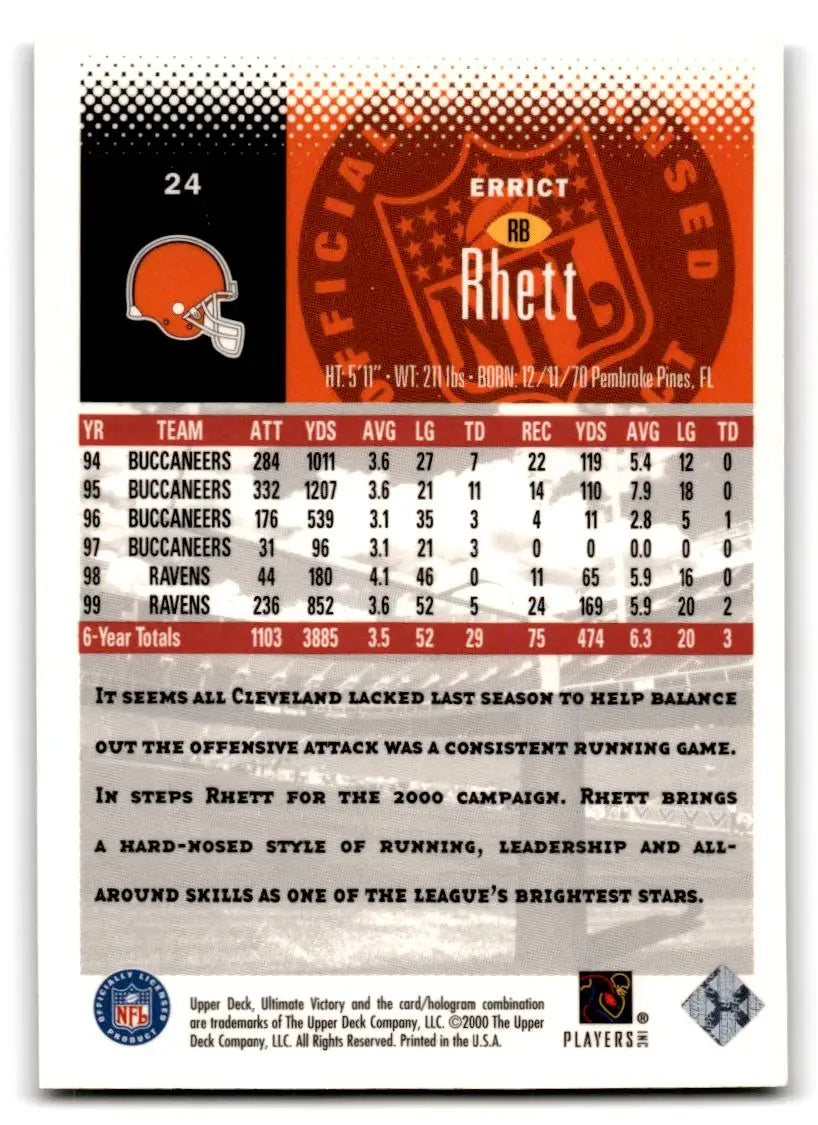2000 Upper Deck Ultimate Victory #24 Errict Rhett - Trading Cards