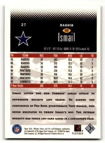 Raghib Ismail 2000 Upper Deck Ultimate Victory football card original gloss Dallas Cowboys