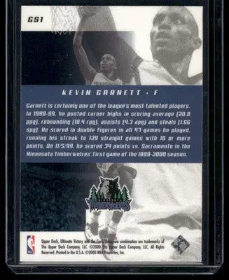 2000 Upper Deck Ultimate Victory Kevin Garnett #GS1 Basketball - Basketball Card