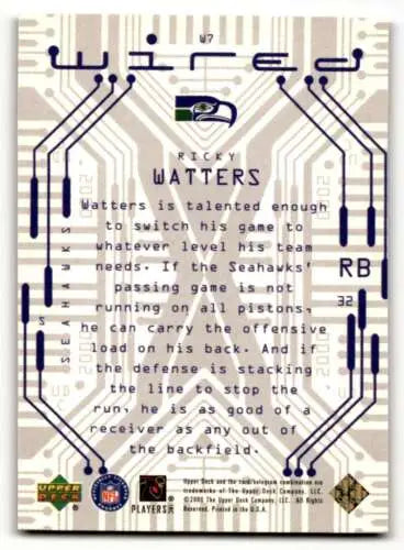 Ricky Watters Seattle Seahawks football card with original gloss for collectors