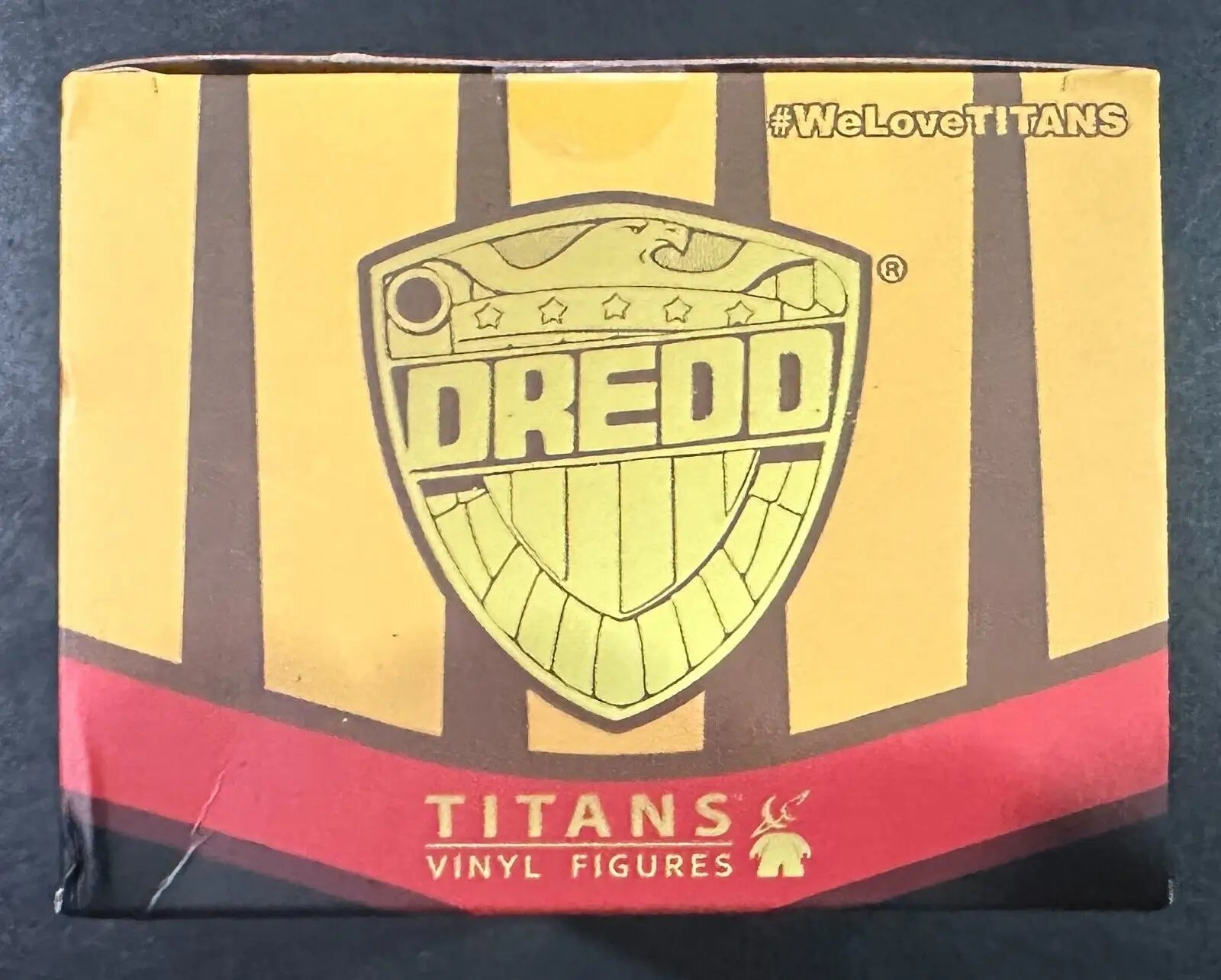 Dredd Titans vinyl figure box from 2000AD Titans Judge Dredd PX Exclusive Black and White Version
