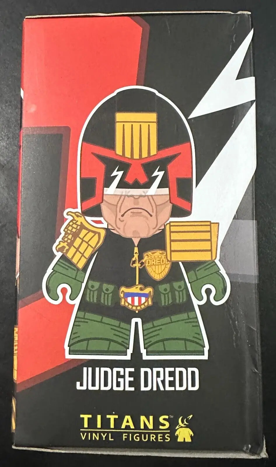 Judge Dredd vinyl figure box for 2000AD Titans Judge Dredd PX Exclusive Black and White Version