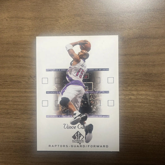 Vince Carter basketball trading card from 2001-02 Upper Deck SP Authentic series