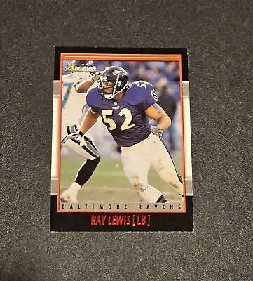 Ray Lewis Baltimore Ravens trading card from 2001 Bowman #43 showcasing NFL memorabilia