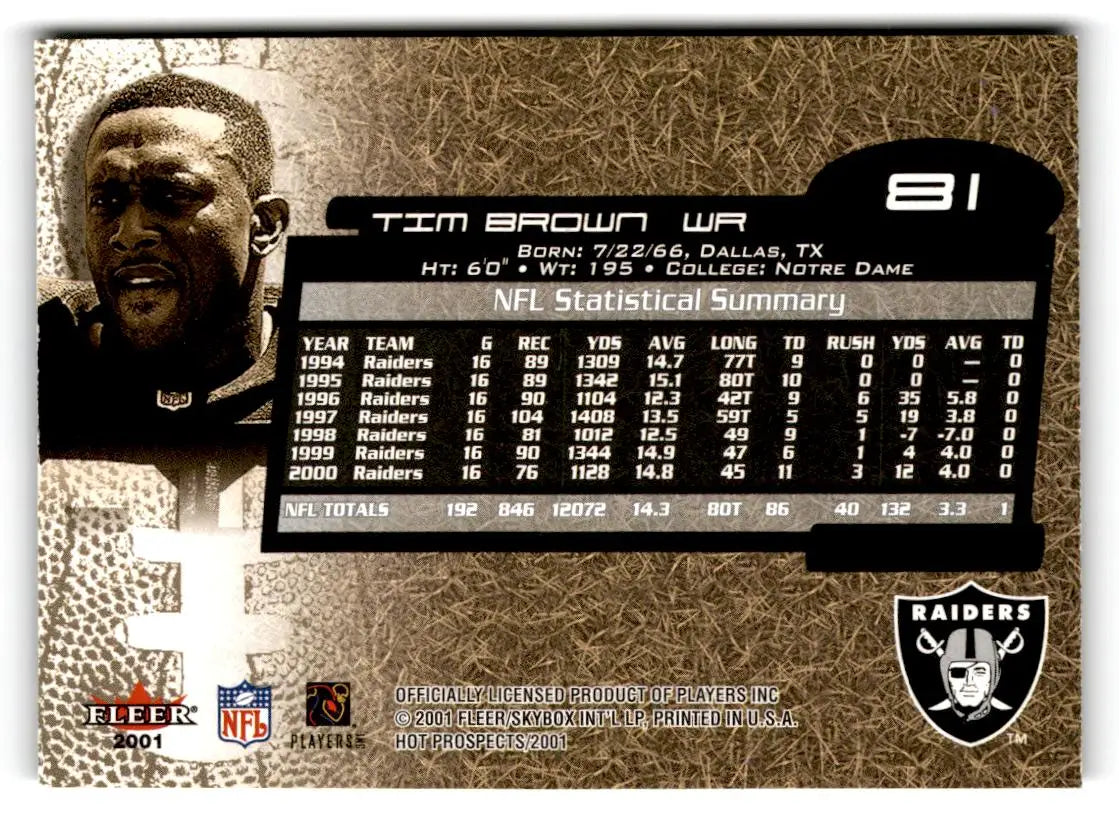 2001 Fleer Hot Prospects #81 Tim Brown - Trading Card