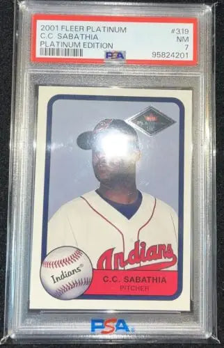 Graded C.C. Sabathia baseball card from 2001 Fleer Platinum Edition #319 RC