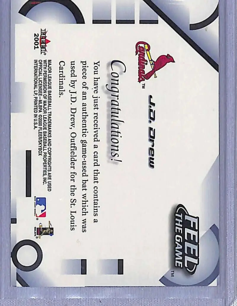 Certificate featuring MLB and St. Louis Cardinals logos for Fleer Triple Crown card
