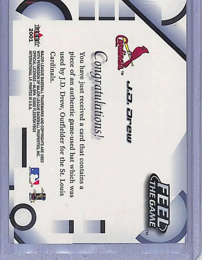 Certificate featuring MLB and St. Louis Cardinals logos for Fleer Triple Crown card