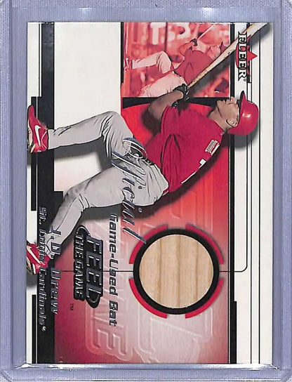 2001 Fleer Triple Crown J.D. Drew card with bat relic in red uniform, NM-MT condition