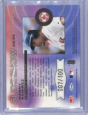 Holographic Manny Ramirez Slideshow baseball card from 2001 Leaf Rookies & Stars